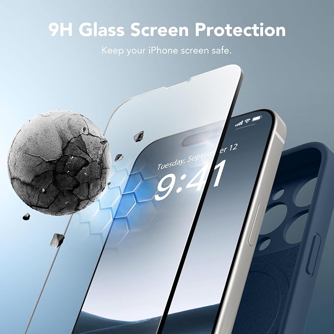 Magnetic for iPhone 12 Pro Max Case, Compatible with MagSafe, [Full Camera Protection][Screen Protector] Silicone Shockproof Protective Phone Case for iPhone 12 Pro Max 6.7", Cobalt Blue