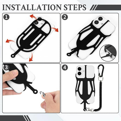 HOTEMIA Silicone Phone Lanyard Holder with Carabiner, Universal Phone Strap,Anti-Theft Phone Case with retractable tether