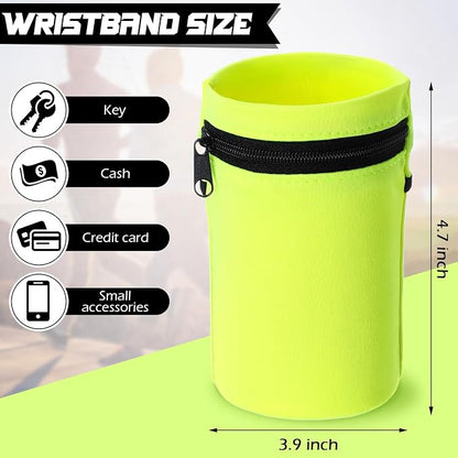 Honoson 5 Pcs Wrist Wallet for Women Men, Wristband with Zipper Wrist Pouch Purse for Run Spandex Wristbands Sweatband Wallet for Run Walk Hike Jog Travel Events Keys Cash Napkin