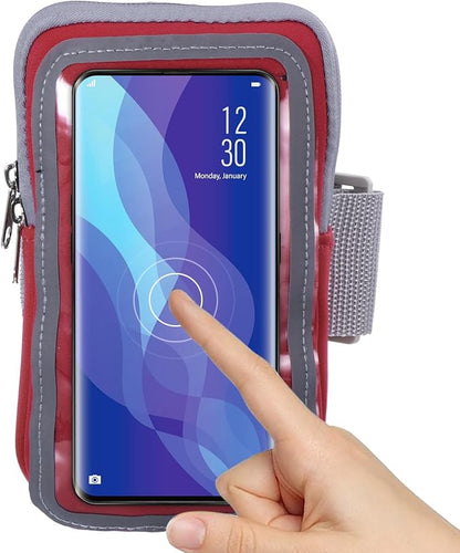 PATIKIL Phone Arm Bands for Running, Running Phone Holder Carrier Armband Cell Phone Holder for Runners, Red
