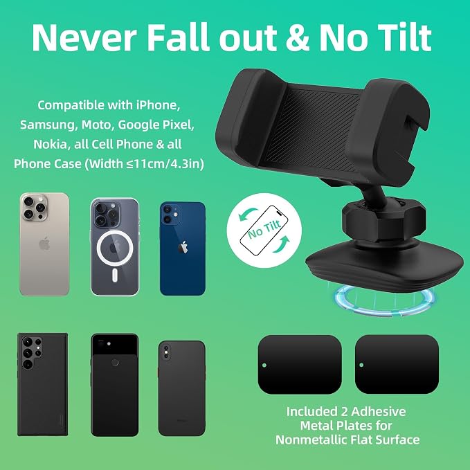 SEVENKA Gym Magnetic Phone Holder Compatible with iPhone, Samsung, Google Pixel, All Phone & Case, Portable Stretchable Magnetic Phone Mount, 360° Rotation Universal Phone Stand & Metal Pad