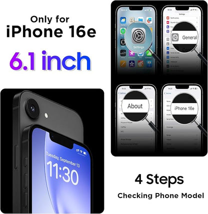 Temdan Compatible with iPhone 16e Case Waterproof, Built-in Screen & Camera Protector IP68 Underwater Full Body 16FT Military Dropproof Shockproof Phone Case for iPhone 16e 6.1"-Black/Clear