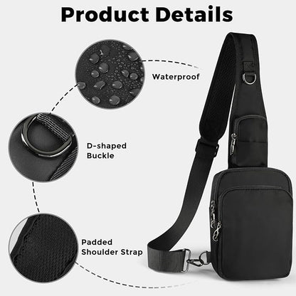VADOO Sling Bag, Crossbody Bag with Zipper Lock, RFID Blocking & Water Resistant for Men and Women