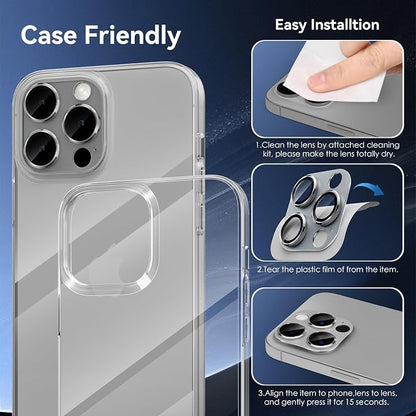 CloudValley for iPhone 16 Pro/iPhone 16 Pro Max Camera Lens Protector, [AR+AF 99% Transmittance] [Full Coverage] Ultra-HD Tempered Glass Cover, Metal Lens Screen Protective,Natural Titanium