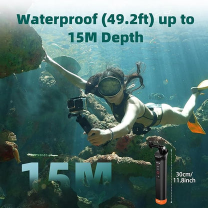 Floating Selfie Stick Hand Grip Waterproof Handle with Bluetooth Remote for Go Pro Hero 13 12 11 10 9 8Moun,Pole Monopod Handle Mount Accessory for Underwater Snorkeling & Water Sports