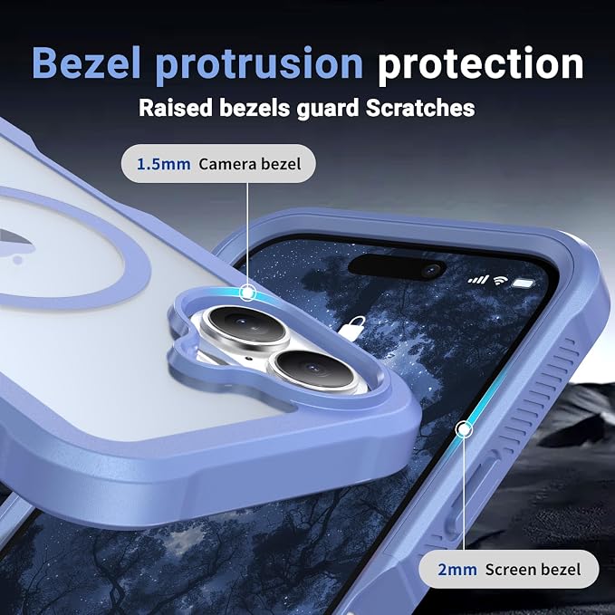 jaroco Magnetic for iPhone 17 Case, [Compatible with MagSafe][Military Grade Drop Protection][Heavy Duty Protection][Non-Slip][Shockproof] 2-Layer Durable Bumper Phone Case 6.3''-Blue Purple