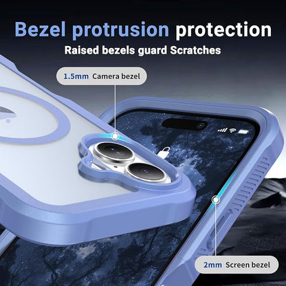 jaroco Magnetic for iPhone 17 Case, [Compatible with MagSafe][Military Grade Drop Protection][Heavy Duty Protection][Non-Slip][Shockproof] 2-Layer Durable Bumper Phone Case 6.3''-Blue Purple