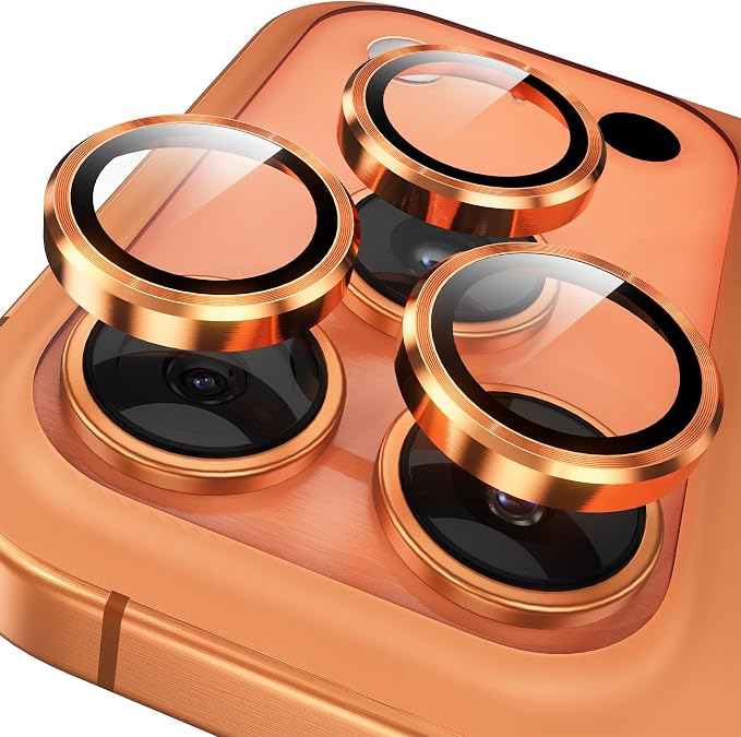 YWXTW Camera Lens Protector for iPhone 17 Pro/iPhone 17 Pro Max, [1 Step Installation Tray] Tempered Glass Screen Protector Metal Individual Camera Cover Accessories Case Friendly (Cosmic Orange)