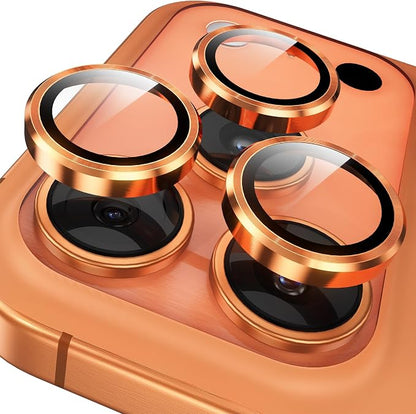 YWXTW Camera Lens Protector for iPhone 17 Pro/iPhone 17 Pro Max, [1 Step Installation Tray] Tempered Glass Screen Protector Metal Individual Camera Cover Accessories Case Friendly (Cosmic Orange)