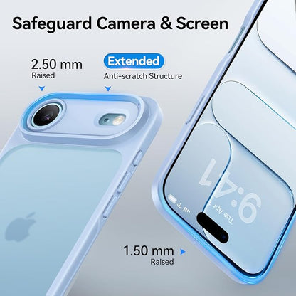 CASEKOO for iPhone 17 Air Case, [Never Yellow Technology] [Mil-Grade Drop Protection] Translucent Slim Cover Women Men for iPhone 17 Air Phone Case 6.5 inch, Frosted Light Blue