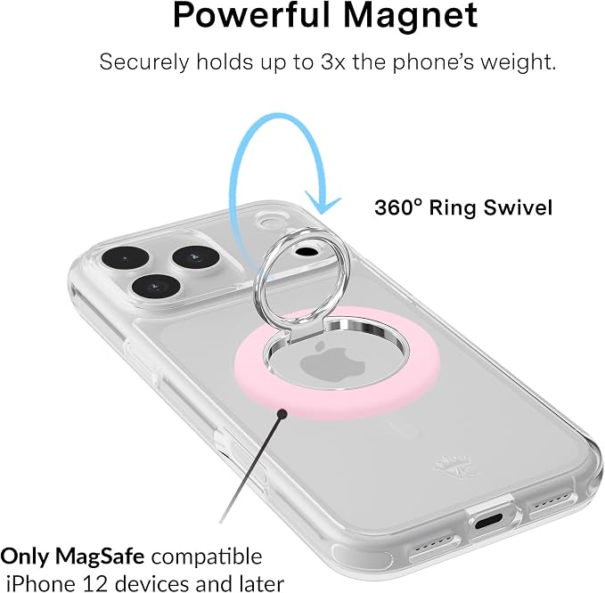 VELVET CAVIAR Compatible with MagSafe Phone Grip 2.0 | Cute Magnetic Ring Holder | Finger Loop Kickstand | Pop On Accessory for iPhone 17, 16, 15, 14, 13, 12 | Strawberry Milk