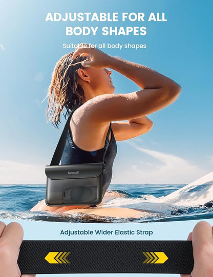 Lamicall Waterproof Fanny Pack, Cruise Essentials 2025 - [Elastic Waist Strap] Dry Bag Pouch, Travel, Boat, Paddle, Kayak, Beach, Swimming Accessories, 8.7” for iPhone 17 16 15 14 13 Pro Max Air