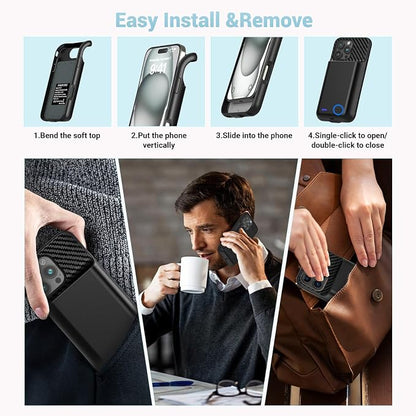 13800mAh Battery Case for iPhone 15Pro Max (6.7 inch), [2026 Upgraded] Portable Battery Charging Case, Rechargeable Battery Back Charger Case with Tempered Glass Screen Protector, Black