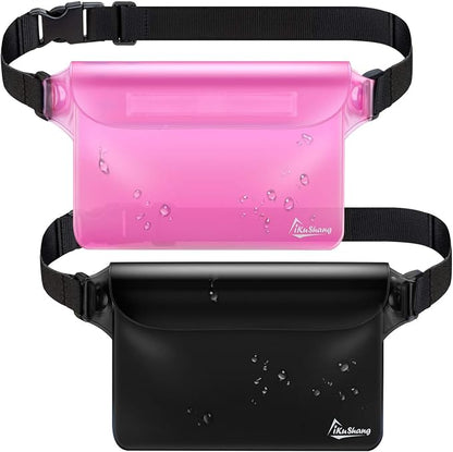 Waterproof Fanny Pack Phone Pouch - 32FT Submersible Triple Zip Lock Dry Bag, Touchscreen Passport Wallet Travel Pouch for Beach Cruise Swimming Kayaking Boating Essentials