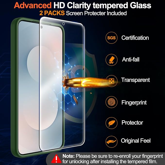 MOZOTER for Samsung Galaxy S25 FE Case,[Compatible with MagSafe] Green | [12Ft Military Dropproof][2*Screen Protector]Translucent Shockproof Holsters Case for S25 FE-Green