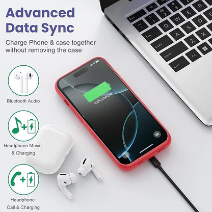 Battery Case for iPhone 16 Pro, Upgraded 7500mAh Portable Charging Case, Ultra-Slim Lightweight Powerful Extended Battery Pack for iPhone 16 Pro (6.3 inch)-Red