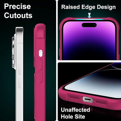 360° Magnetic Swivel Ring for iPhone 14 pro case, Built-in Metal Stand and Ring Holder, Magsafe Compatible, Military Grade Protection, Shockproof - Rose Pink
