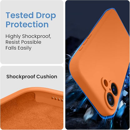 FireNova Designed for iPhone 16 Case, Silicone Upgraded [Camera Protection] Phone Case, Soft Anti-Scratch Microfiber Lining Inside, 6.1 inch, Kumquat