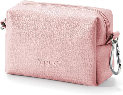 Small Tech Pouch, Waterproof Electronics Travel Case with Carabiner, Compact Cable Organizer Bags & Cases for Chargers, Power Banks, Hard Drives, Earbuds, Cords and Digital Accessories (Pink)