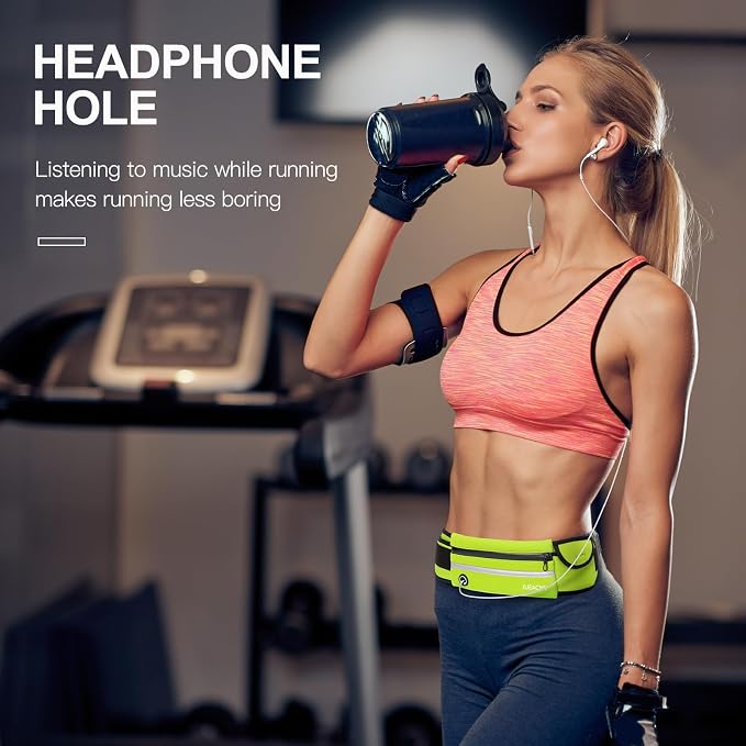 Jueachy Running Belts for Women Waterproof Fanny Pack Running Waist Pouch Phone holder Adjustable Sports Money Belt with Headphone Port