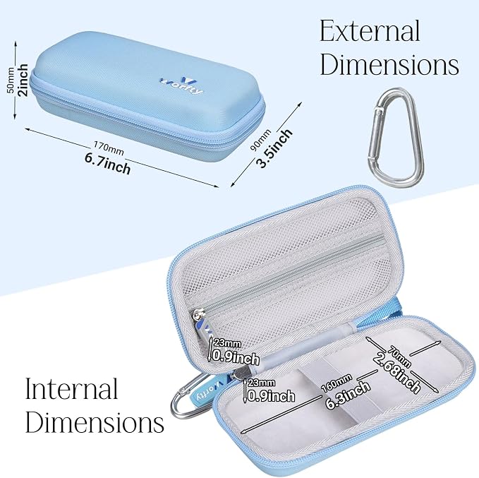 Case for VRURC for VEGER for charmast Portable Power Bank Built-in Cables - Travel Protective Carrying Storage Bag (Case Only) (Blue)