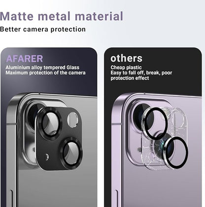 AFARER 2 Pack for iPhone 15/15 Plus Camera Lens Protector, Metal Camera Cover with 9H Tempered Glass Screen Protector Accessories,[Drop Protection] Ultra HD Lens Protector-Pink