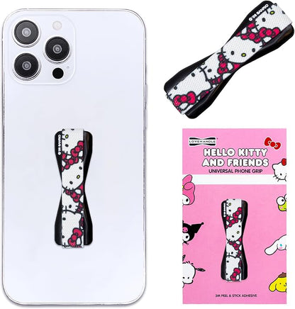 Hello Kitty® Pattern - LOVEHANDLE Universal Phone Grip for Smartphones & Mini Tablets - Phone Holder for Hand - Wireless Charging Compatible - Made in The USA