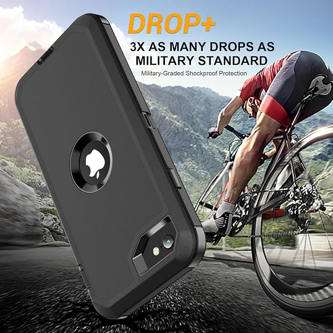 jaroco for iPhone SE Case 2022/2020/3rd/2rd,iPhone 8/7 case [Shockproof] [Dropproof] [Military Grade Drop Tested] with Non-Slip Removable Heavy Duty Full Body Phone Case-Black