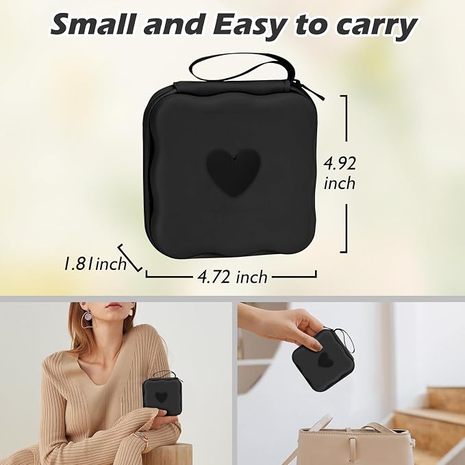 CameCosy DIY Phone Charger Case Storage Sets Cable Protector Earphone Wire Saver with Wave Travel Storage Bag, Cute Cable Charger Protector Cord Organizer for iPhone (Black Love Heart)