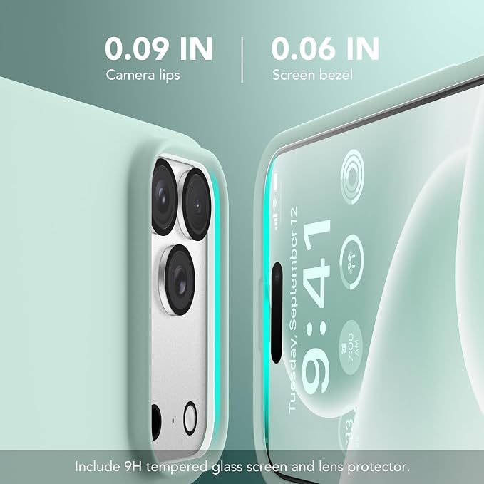 GONEZ Magnetic for iPhone 17 Pro Case, Compatible with MagSafe, [Screen Protector + Camera Lens Protector], Liquid Silicone Anti-Scratch Shockproof Protective Phone Case 6.3 inch, Mint Green