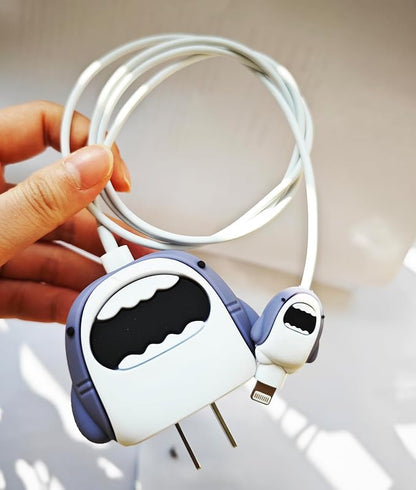 Cute Protective Case Compatible with Apple 20W USB-C Adapter Charger, 3D Cartoon Protective Cover, Protector Sleeve for iPhone Charger (Cute Shark)