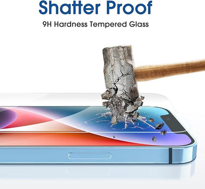 amFiIm Tempered Glass Screen Protector for iPhone 16e/iPhone 14/iPhone 13/13 Pro 6.1", Easy OneTouch Installation, Auto-alignment, Bubble Free Case Friendly, Anti-Scratch