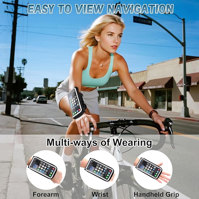 Running Armband Phone Holder for iPhone 17/16/15/14/13/XR Pro Max Plus,Forearm Wristband Adjustable with Card Slot Sport Arm Bag for Cycle Gym Sweatproof Jogging Accessories Workout Armbands