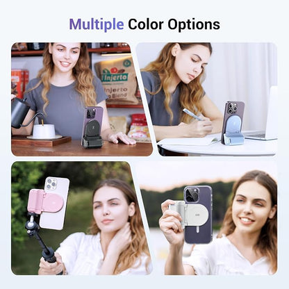 (1+1) 67mm Magnetic Phone Lens Filter Mount + Phone Snap Grip Set for iPhone 16 15 14 Pro/Pro Max Plus, Magnetic Filter Adapter w Cold Shoe & 1/4" Hole Pull-Out to Fit Pro Max Plus (No Filters
