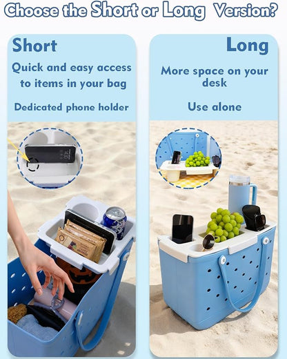 Top Cup Phone Holder Tray Storage Lid for Stanley Compatible with Bogg Bag XL Cover, Cup Organizer Holder Waterproof Silicone Multifunctional Storage Box for Outdoor Beath Camping Travel (Gray, XL)