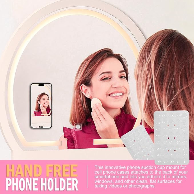 Double Sided Silicone Suction Phone Holder Mount, Silicon Accessory for iPhone and Android, Hands-Free Mirror Shower Phone Holder, TikTok Videos and Selfies (Combo B)