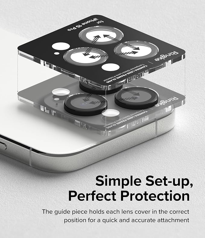 Ringke Camera Lens Frame Glass [Individual Lens Covers] Compatible with iPhone 15 Pro Max Camera Lens Protector, Tempered Glass Covers and Aluminum Alloy Frames - Black