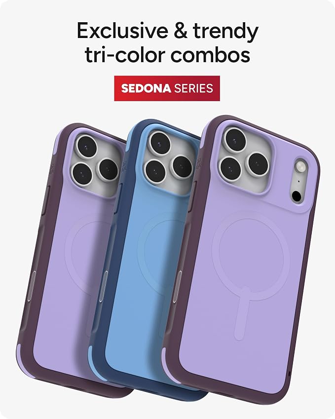 ZAGG Sedona Snap Case for iPhone 17 Pro Max - Purple Dusty Grape, Drop Protection (13ft/4m), Graphene-Reinforced Multi-Layer Protection, MagSafe Phone Case with Impact-Absorbing Bumpers, Slim