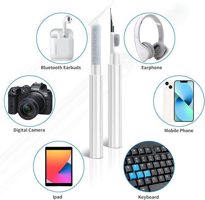 Cleaner Kit for Airpods 4 Pro 1 2 3 Multi-Function Cleaning Pen with Soft Brush Flocking Sponge Cleaning Tools for Bluetooth Earphones Case iPhone Speaker Electronics