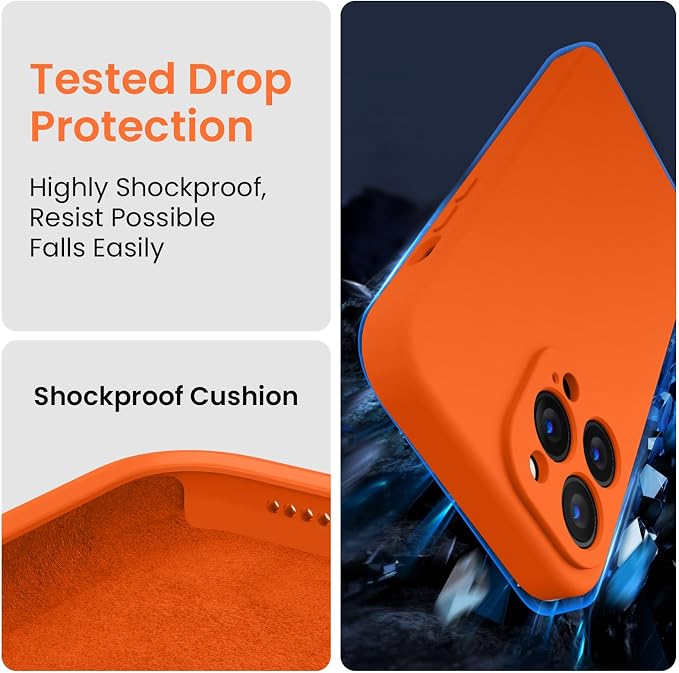 FireNova Designed for iPhone 14 Pro Case, Silicone Upgraded [Camera Protection] Phone Case, Soft Anti-Scratch Microfiber Lining Inside, 6.1 inch, Neon Orange