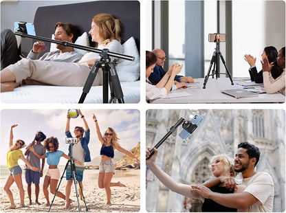 Elitehood iPhone Tripod for Overhead Video Recording [Heavy Duty & Ultra-Stable], 25in Horizontal Long Extendable Boom, 360° Rotation iPhone Tripod Stand with Remote, Vertical 71" Tall Phone Stand