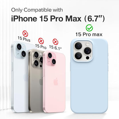 GONEZ for iPhone 15 Pro Max Case Silicone, Compatible with Magsafe, Camera Protector + Screen Protector, Soft Anti-Scratch Microfiber Lining, Liquid Silicone Shockproof Phone Cover, Blue