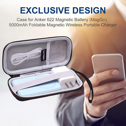 LTGEM EVA Case for Compatible with Anker 622 623Magnetic Battery and Apple MagSafe Battery Pack, Power Bank Storage Holder for Anker and iPhone USB C Charger