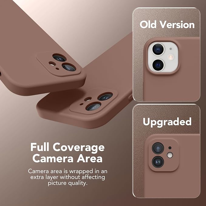 Magnetic for iPhone 12 Case, Compatible with MagSafe, [Full Camera Protection][Screen Protector] Silicone Shockproof Protective Phone Case for iPhone 12 6.1", Brown