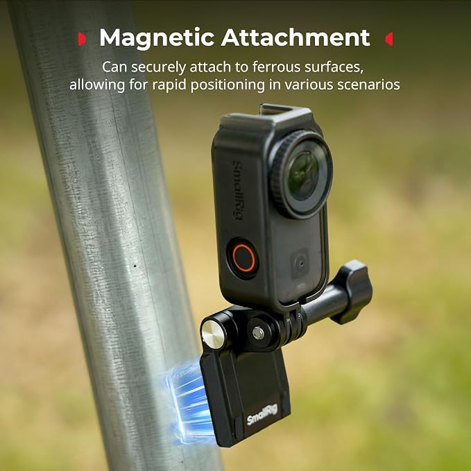 SmallRig Magnetic Mount for Action Camera, for DJI Osmo Nano/Action 4/5 pro, for GoPro Hero 13/12/11, with Quick Release Plate for Arca-Swiss, 1/4"-20 Locating Hole, Ultra-Low-Angle Shooting