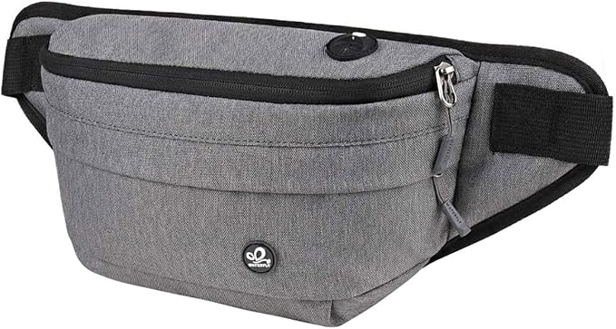 WATERFLY Running Belt Fanny Pack: Runner Marathon Jogging Waist Pack Sport Workout Exercise Fitness Phone Holder Belt for Men Women Jogger Slim Waistband Black