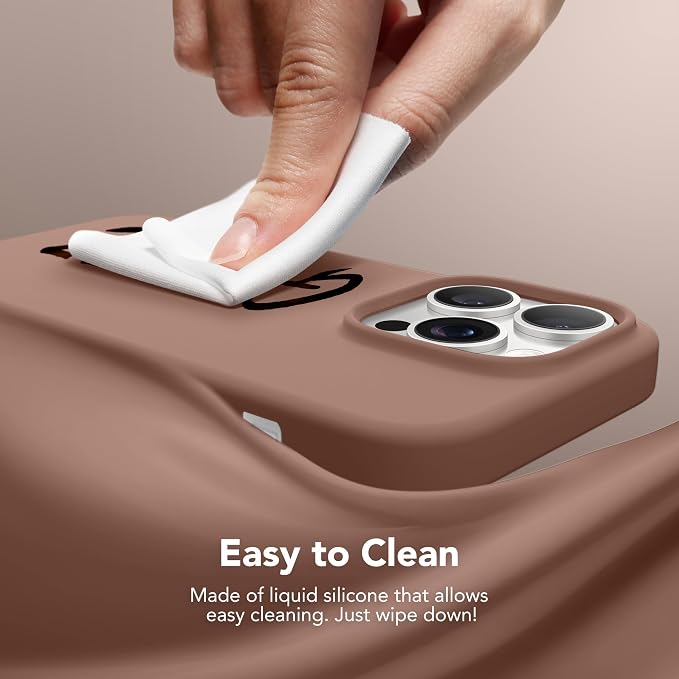 GONEZ for iPhone 14 Pro Case, Compatible with Magsafe, with Screen Protector + Camera Lens Protector, Soft Anti-Scratch Microfiber Lining, Shockproof Liquid Silicone Phone Cover, Brown