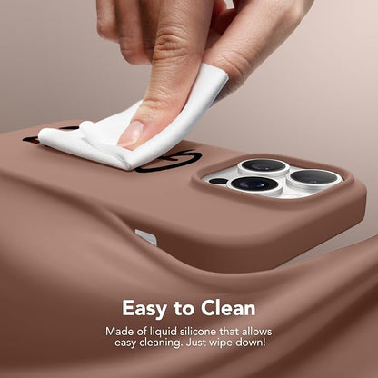 GONEZ for iPhone 14 Pro Case, Compatible with Magsafe, with Screen Protector + Camera Lens Protector, Soft Anti-Scratch Microfiber Lining, Shockproof Liquid Silicone Phone Cover, Brown
