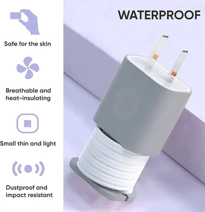 2 in 1 Silicone Charger Protector with Cord Wrap, iPhone Silicone Power Adapter Case, Snapback Charger Winder, Compatible with 18W/20W (2P-WG)