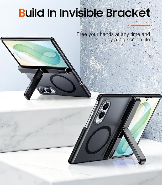 SPIDERCASE for Samsung Galaxy Z Fold 8 Case,Built-in [Screen Protector] [Hinge Protection] [Kickstand] Full Body Protective Phone Case for Galaxy Z Fold 8 - Black